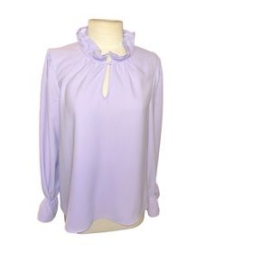 Jcrew purple lilac Ruffleneck top in 365 crepe blouse size Medium M style AW095